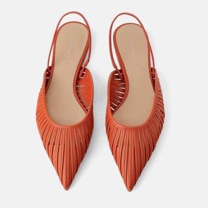 Zara Burnt Orange Strappy Mule Flats
